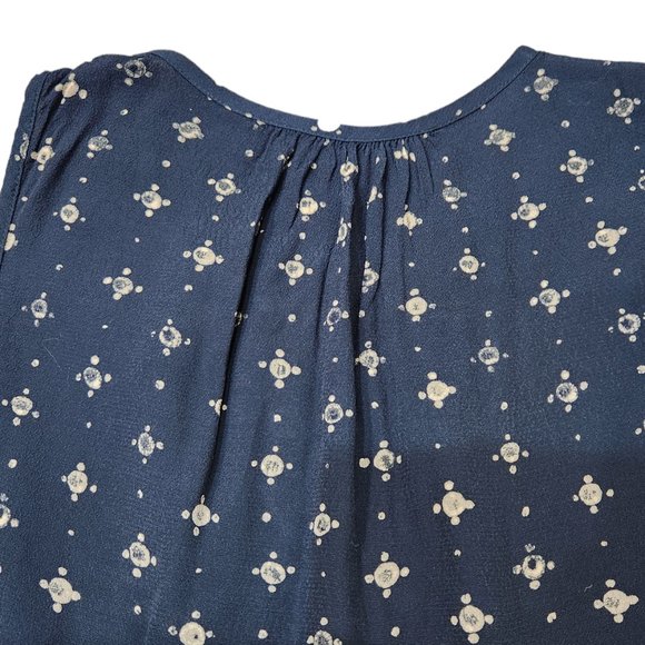 Madewell Memory Medallion Dot Sleeveless Blouse Blue Tank With Keyhole Style XXS - Picture 7 of 10